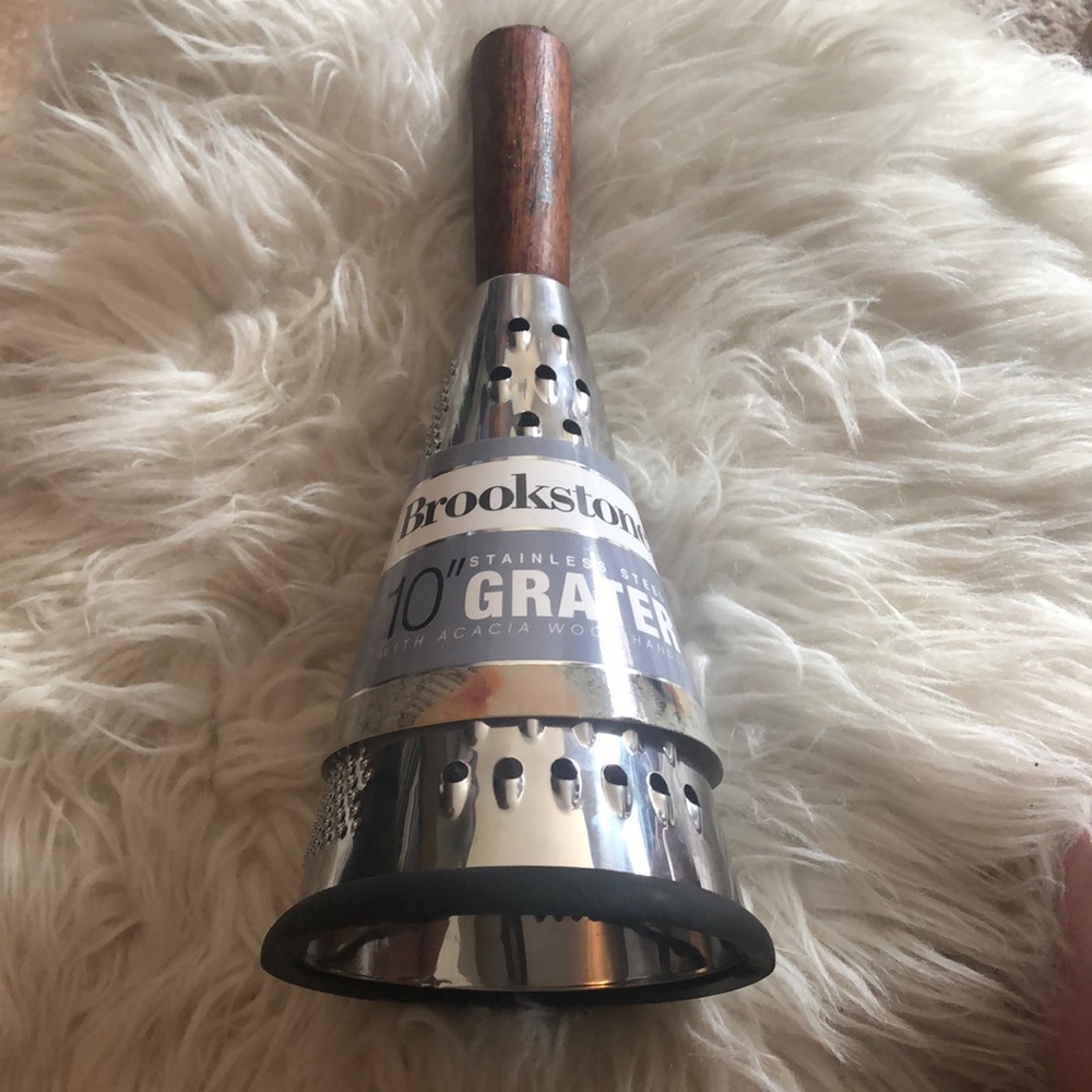 BROOKSTONE Circular Stainless Steel Grater with Acacia Wood Handle